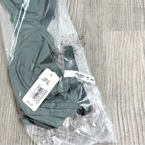 Aerie Smoothez Mesh Unlined Sage Green Bra NWT Full Coverage Size 34D 34C - Picture 5 of 6